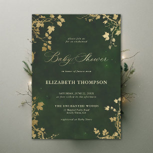Betoverd Forest Minimal Foliage Lijst Baby shower Kaart