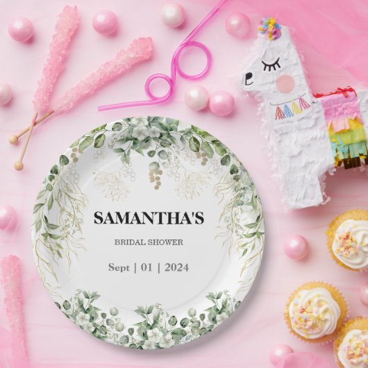 Betoverd gebladerte goud & groen Vrijgezellenfeest Papieren Bordje (Feest)