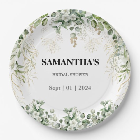 Betoverd gebladerte goud & groen Vrijgezellenfeest Papieren Bordje (Voorkant)