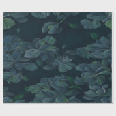Betoverd gebladerte: groen blad op donkerblauw 4 cadeaupapier (Vlak)