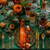 Betoverd gebrand Sinaasappel Herfst Minimal Dinner Menu