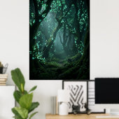 Betoverd gloeiend bos fantasie kunst poster (Thuiskantoor)