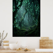 Betoverd gloeiend bos fantasie kunst poster (Keuken)