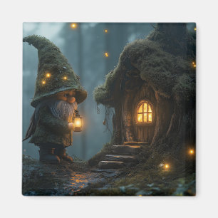 Betoverd Gnomehuis in het Maanlicht: Fantasie Magneet