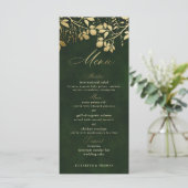 Betoverd Goud blad van het jachgroene bruiloft bos Menu (Staand voorkant)