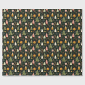 Betoverd groen bos kerstboompatroon cadeaupapier (Vlak)