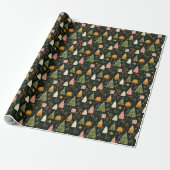 Betoverd groen bos kerstboompatroon cadeaupapier (Uitgerold)