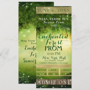 Betoverd Groen Woud Prom VIP Party Ticket Kaart