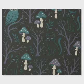 Betoverd Halloween-bospatroon Cadeaupapier