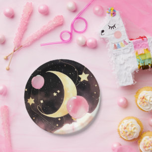 Betoverd hemels Baby shower: Moon & Stars Papieren Bordje