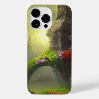 Betoverd huisje met bloemenbrug bij Twilight iPhone 14 Pro Max Hoesje