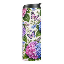 Betoverd Hydrangea Vlinder Bloemmotief