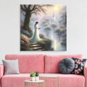 Betoverd kasteel met prinses canvas afdruk (Insitu (Woonkamer))