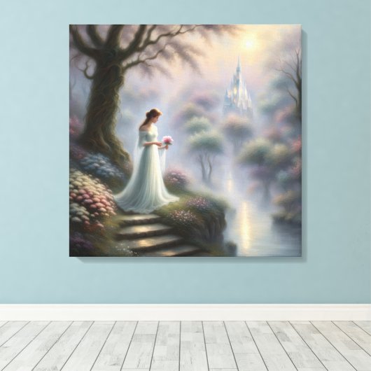 Betoverd kasteel met prinses canvas afdruk (Insitu (Houten vloer))