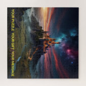 "Betoverd kasteel onder sterrenhemel" Legpuzzel (Horizontaal)