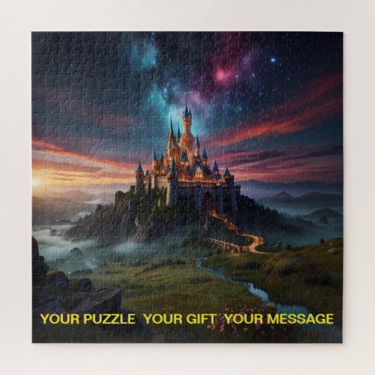 "Betoverd kasteel onder sterrenhemel" Legpuzzel (Verticaal)