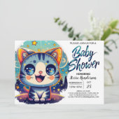Betoverd Kat grillig Baby shower Kaart (Staand voorkant)