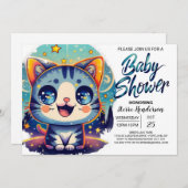 Betoverd Kat grillig Baby shower Kaart (Voorkant / Achterkant)