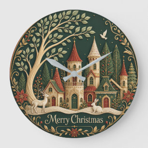 Betoverd Kerstmisdorp in het Evergreen Wood Grote Klok