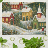 Betoverd Kerstmisdorp Theedoek (Gevouwen)