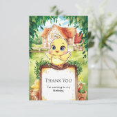 Betoverd Klein Kip Verjaardag Bedankkaart (Staand voorkant)