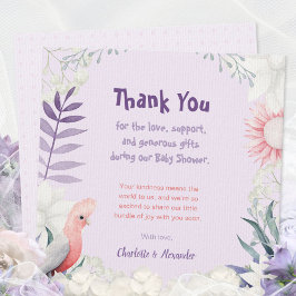 Betoverd lavendel genderneutraal Baby shower Bedankkaart