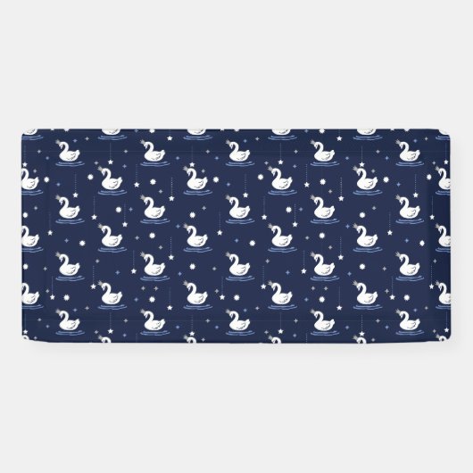 Betoverd meer - sierlijk zwaan patroon ontwerp spandoek (Horizontaal)
