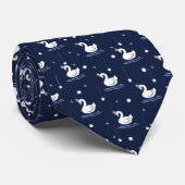 Betoverd meer - sierlijk zwaan patroon ontwerp stropdas (Opgerold)