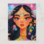 Betoverd meisje met bloemen Postcrossing Briefkaart (Voorkant)