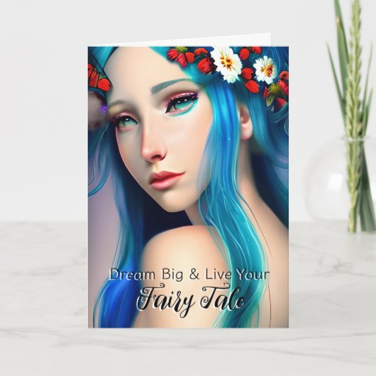 betoverd meisje met bloemen | Sprookje Kaart (Voorkant)