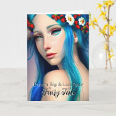 betoverd meisje met bloemen | Sprookje Kaart (Gele Bloem)