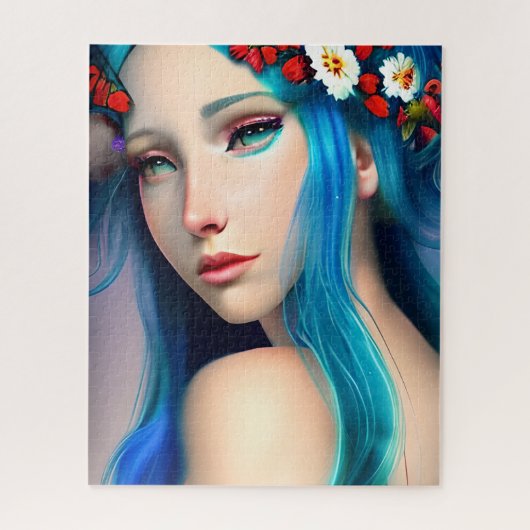  betoverd meisje met bloemen | Sprookje Legpuzzel (Verticaal)