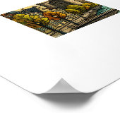 Betoverd Middeleeuws Kasteel Gebrandschilderd Glas Poster (Hoek)