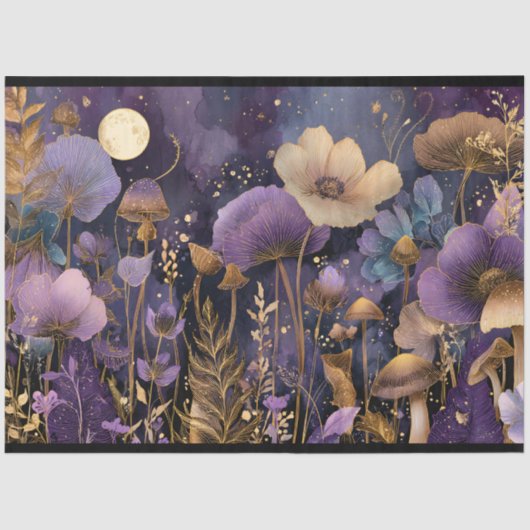 BETOVERD MIDNIGHT GARDEN DECOUPAGE WEEFSELPAPIER TISSUEPAPIER (Voorkant)