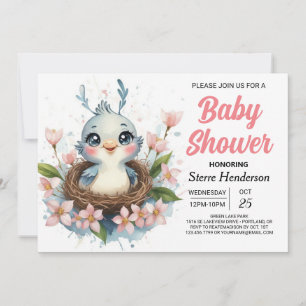 Betoverd Modern Into the Bossen Bird Baby shower Kaart