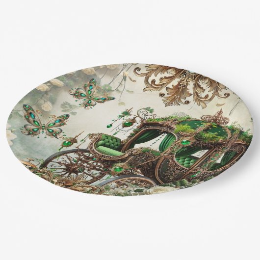 Betoverd mos en maanlicht sprookjesachtige koets D Papieren Bordje (Gekanteld)