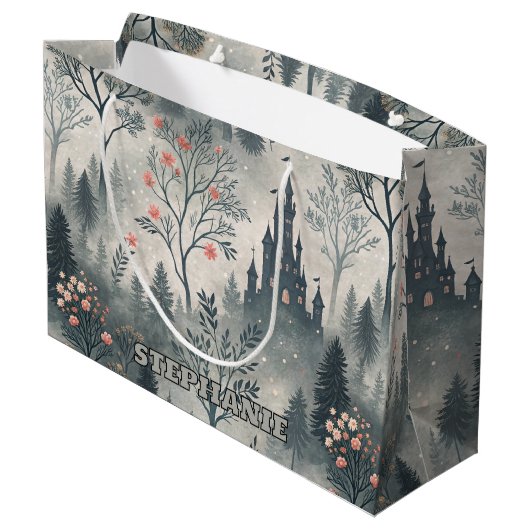 Betoverd nevelwoud met donker kasteel – etherisch groot cadeauzakje (Achterkant Gekanteld)