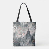 Betoverd nevelwoud met donker kasteel – etherisch tote bag (Achterkant)