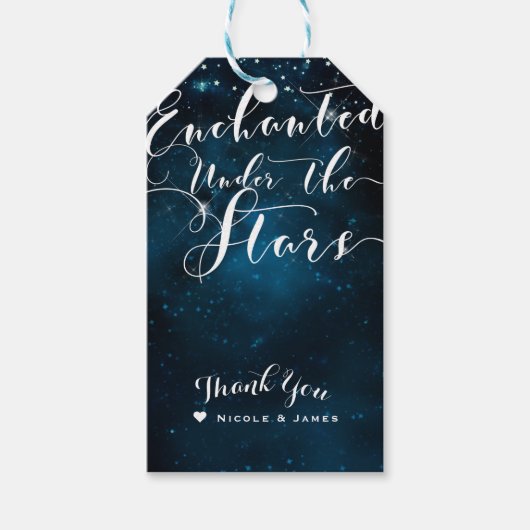 BETOVERD ONDER DE STERREN Sterrenblauwe Bruiloft Cadeaulabel (Voorkant)