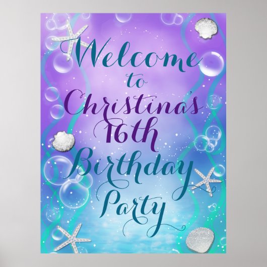 Betoverd onder de zee aangepaste feestbannerposter poster (Voorkant)