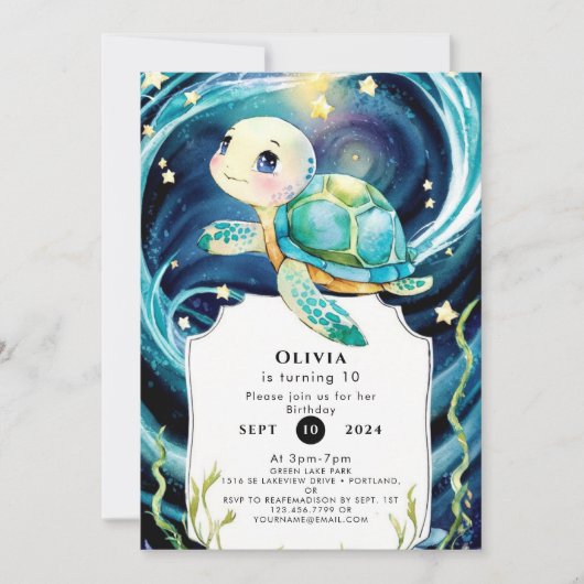 Betoverd onder de zee Boho Turtle Verjaardag Kaart (Voorkant)