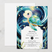 Betoverd onder de zee Boho Turtle Verjaardag Kaart (Voorkant / Achterkant)