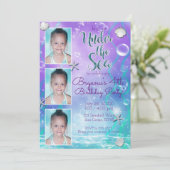 Betoverd Onder de Zee Paars Turquoise 3 Foto Feest Kaart (Staand voorkant)