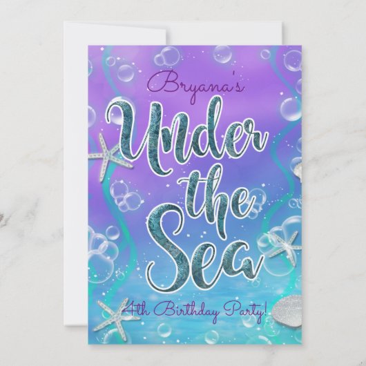 Betoverd Onder de Zee Paars Turquoise 3 Foto Feest Kaart (Achterkant)