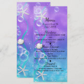 Betoverd onder het Zee Beach Party Menu Kaart (Voorkant / Achterkant)