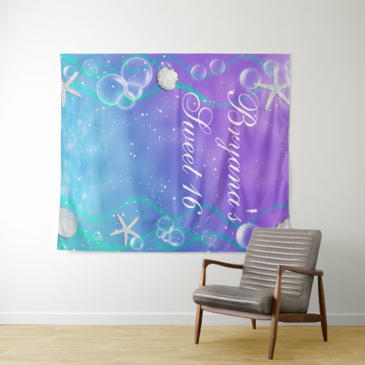 Betoverd onder het Zee Sweet 16 Party Achtergrond Wandkleed (In Situ (horizontaal))