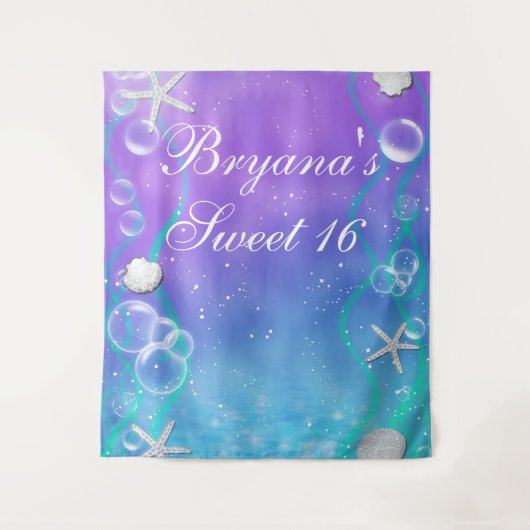 Betoverd onder het Zee Sweet 16 Party Achtergrond Wandkleed (Voorkant)