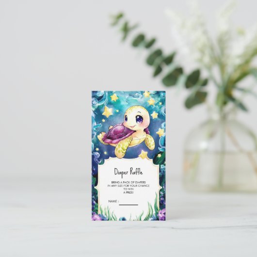 Betoverd Onder het Zee Turtle Baby shower Informatiekaartje (Staand voorkant)