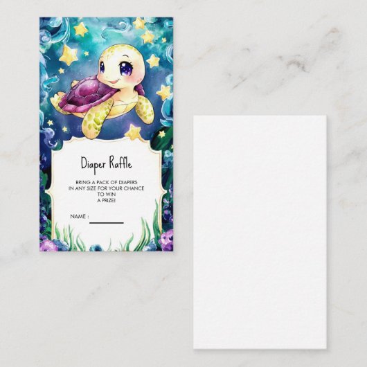 Betoverd Onder het Zee Turtle Baby shower Informatiekaartje (Voorkant / Achterkant)