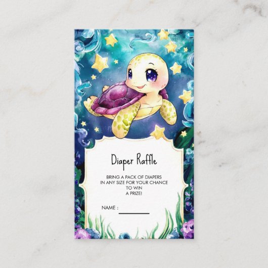 Betoverd Onder het Zee Turtle Baby shower Informatiekaartje (Voorkant)